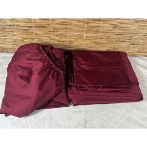 WAMSUTTA 500 Thread Count PimaCott TWIN Sheet Set BURGUNDY Solid Deep Fit
